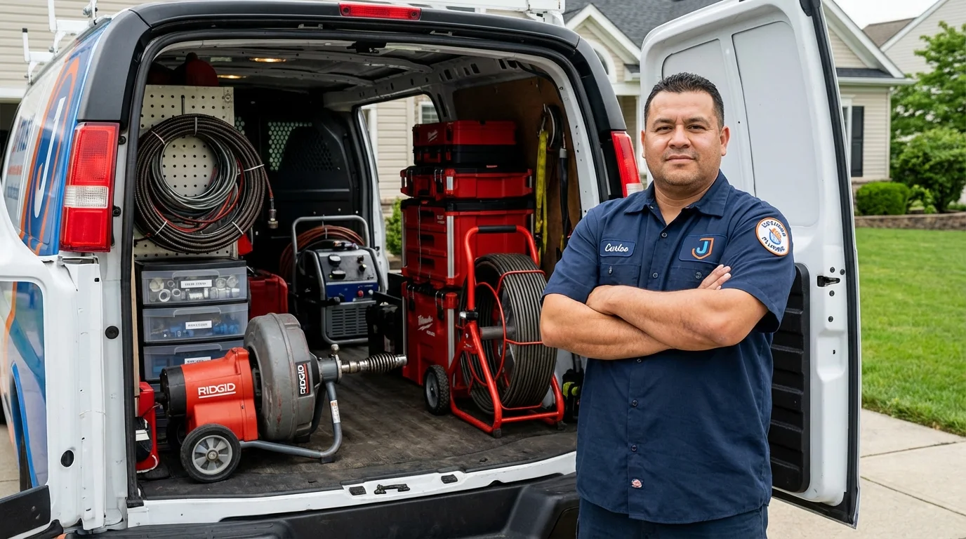 Professional drain cleaning equipment and Johns Plumbing LLC plumber in Grand Isle