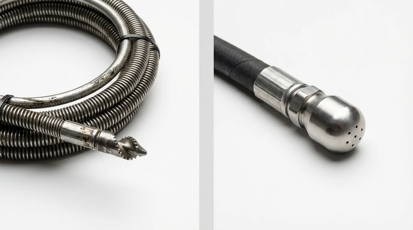 Drain snake cable and hydro jetting nozzle used for drain cleaning in Grand Isle, LA