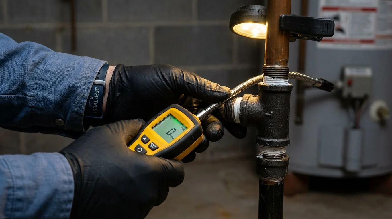 Gas leak detection with electronic sniffer by Johns Plumbing LLC in Grand Isle