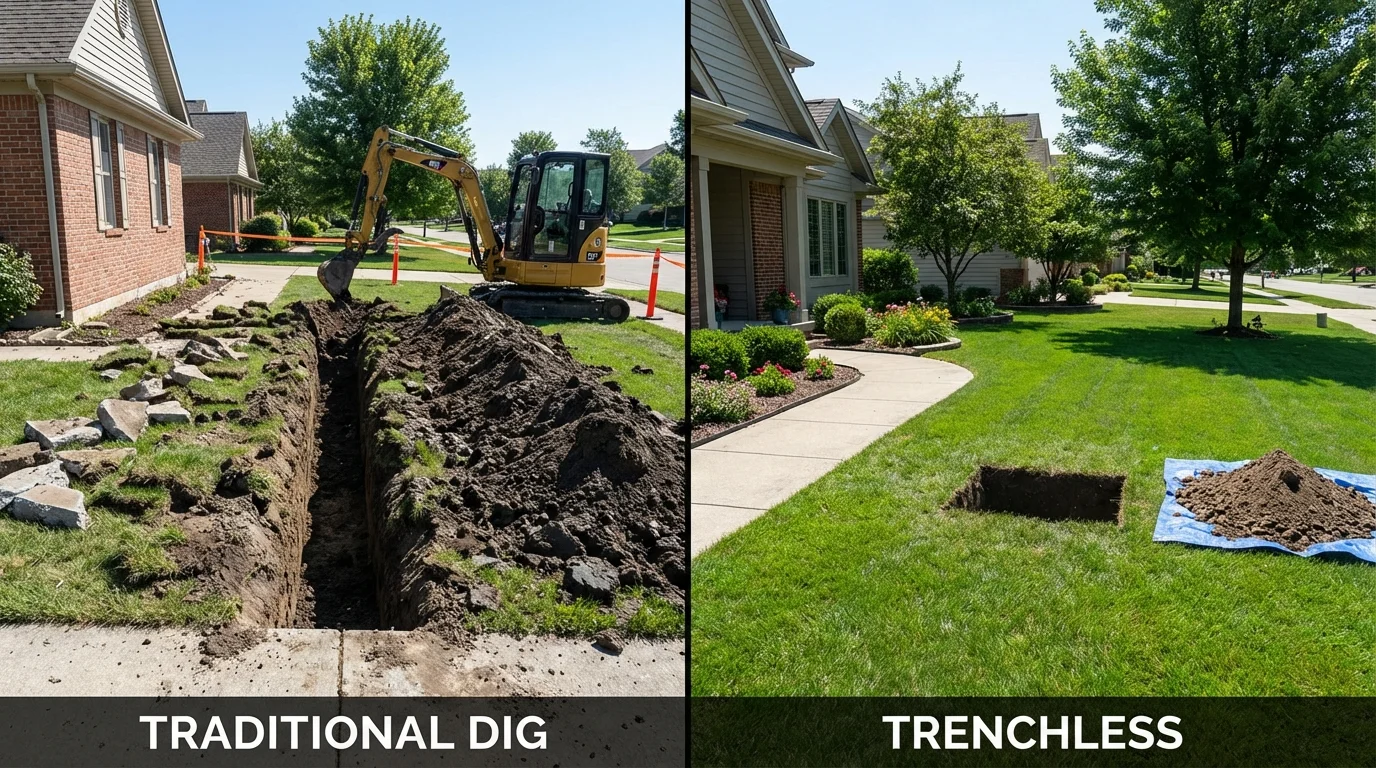 Trenchless sewer repair with minimal yard damage versus traditional excavation in Grand Isle, LA